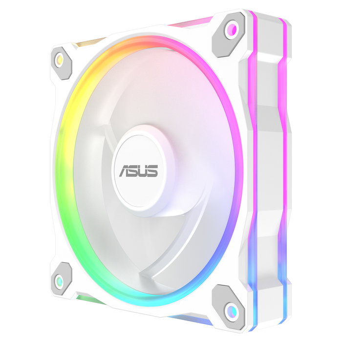 ASUS PRIME MR120 ARGB Reverse Ventilador para PC, 120 mm, PWM, Blanco, 1600 RPM, 58 CFM, Iluminación LED RGB