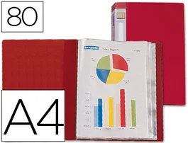 Liderpapel Carpeta con 80 fundas roja DIN A4 lomo personalizable