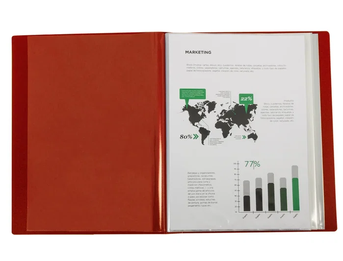 Liderpapel Carpeta con 80 fundas roja DIN A4 lomo personalizable