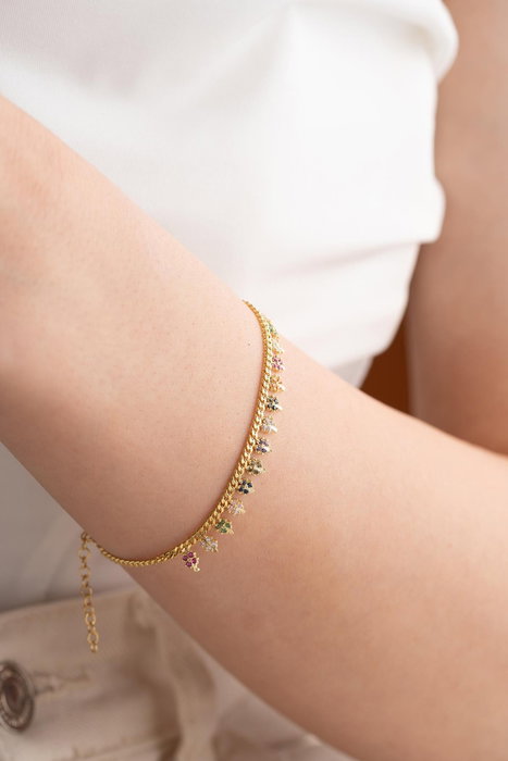 Heliophilia Silver NRZ999110 Pulsera de Plata de Ley 925 con Circón y Baño de Oro, Elegante y Atemporal para Mujer
