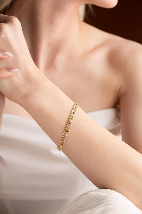 Heliophilia Silver NRZ999110 Pulsera de Plata de Ley 925 con Circón y Baño de Oro, Elegante y Atemporal para Mujer