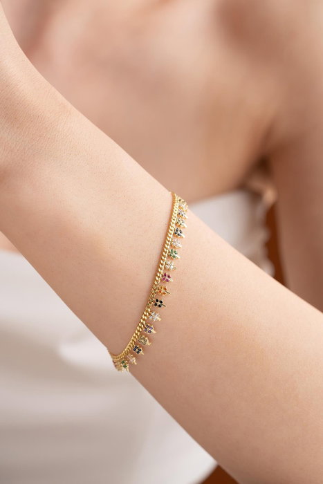 Heliophilia Silver NRZ999110 Pulsera de Plata de Ley 925 con Circón y Baño de Oro, Elegante y Atemporal para Mujer