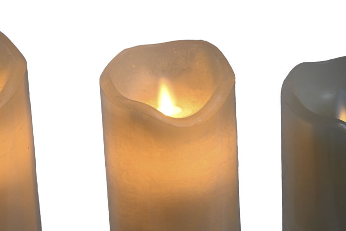 DKD Home Decor Vela Led Basicos Crudo 10 x 20 x 25 cm Set de 3