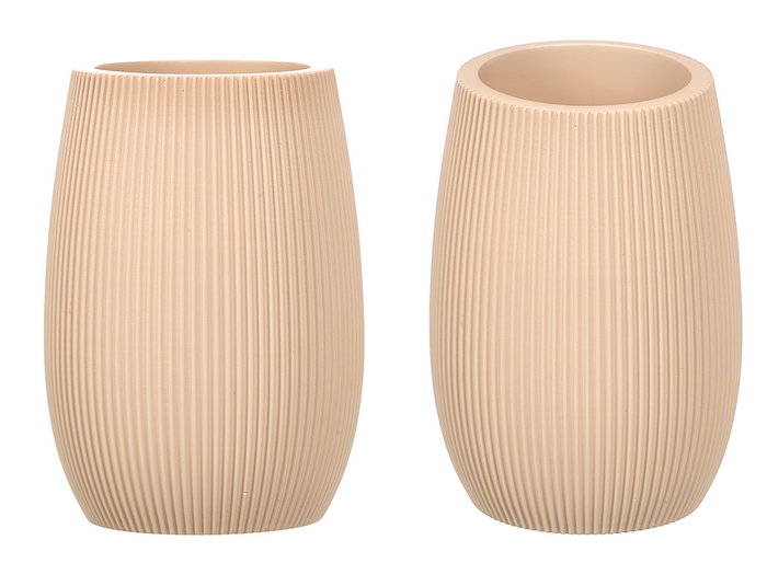 Berilo Vaso de Poliresina para Baño Beige Rayas 8x11x8 cm (Set de 12) Berilo Vaso de Poliresina para Baño Beige Rayas 8x11x8 cm (Set de 12)