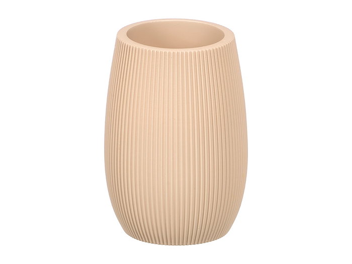 Berilo Vaso de Poliresina para Baño Beige Rayas 8x11x8 cm (Set de 12) Berilo Vaso de Poliresina para Baño Beige Rayas 8x11x8 cm (Set de 12)