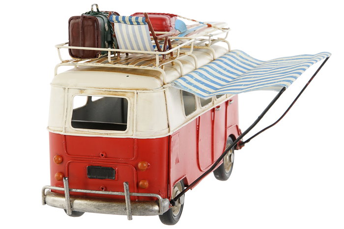 DKD Home Decor Vehiculo Decoracion Mediterraneo Azul Rojo 10 x 17 x 27 cm (3 Unidades) Furgo