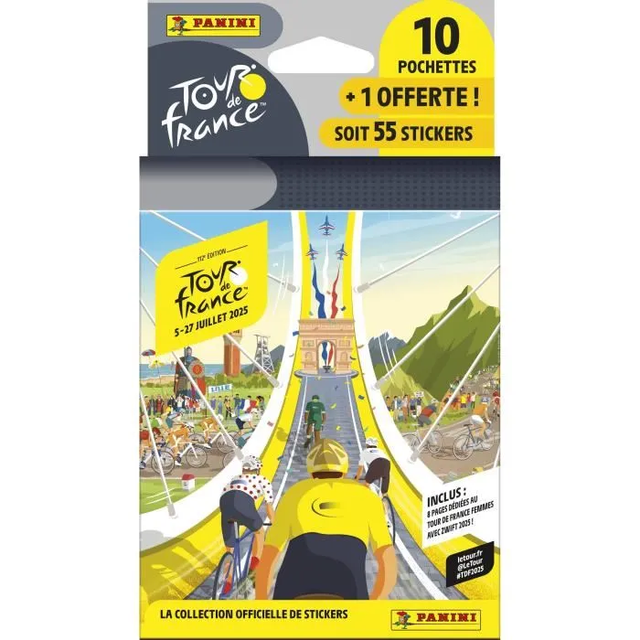 Panini Blíster Tour de France 2025 PAN8051708026627 - 10 fundas + 1 gratis - 55 pegatinas Panini Blíster Tour de France 2025 PAN8051708026627 - 10 fundas + 1 gratis - 55 pegatinas