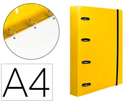 Liderpapel Carpeta con 4 Anillas y Recambio de 100 Hojas Cuadriculadas A4 Amarillo Fluor