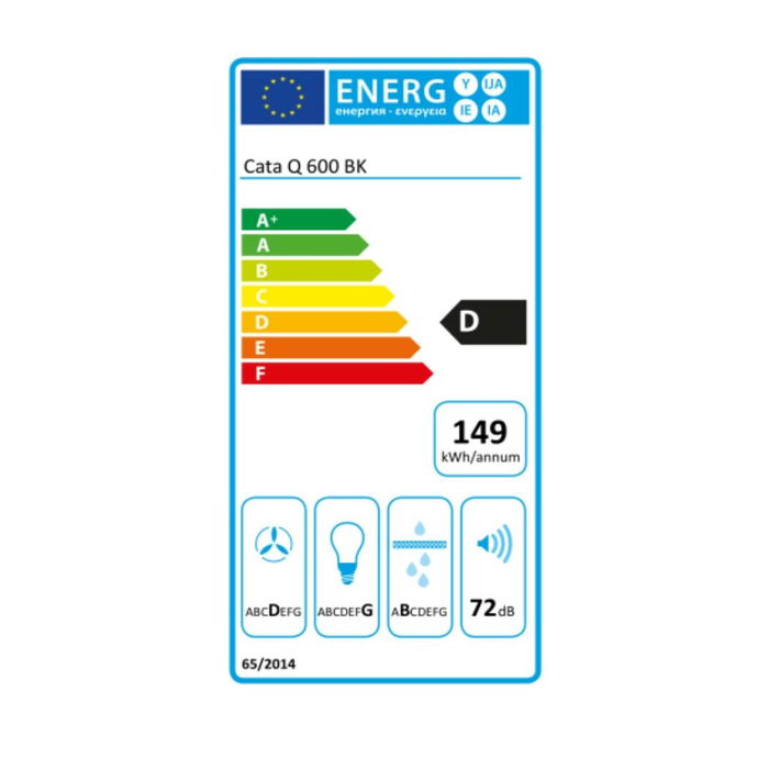 Campana Convencional Cata Q600BK 60 cm 645 m3/h 72 dB 240W