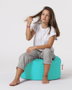 Atelier Del Sofa Puf de Jardín Redondo - Turquesa, Máxima Comodidad, Estilo y Sostenibilidad, 100% Poliéster Reciclado, Impermeable, Diámetro 55cm
