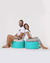 Atelier Del Sofa Puf de Jardín Redondo - Turquesa, Máxima Comodidad, Estilo y Sostenibilidad, 100% Poliéster Reciclado, Impermeable, Diámetro 55cm