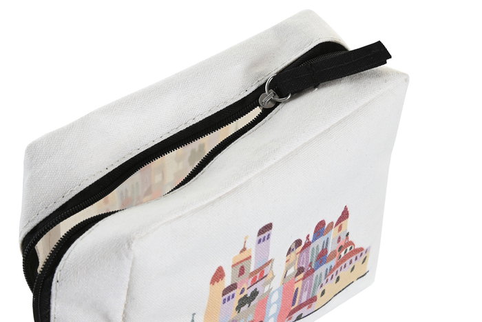 DKD Home Decor Casitas Neceser Multicolor Blanco 6 x 12 x 15 cm (12 Unidades) Impermeable Canvas