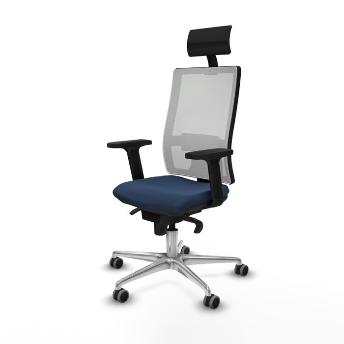 PIQUERAS Y CRESPO Silla de oficina Horna con mecanismo Sincro, Azul marino y Blanco