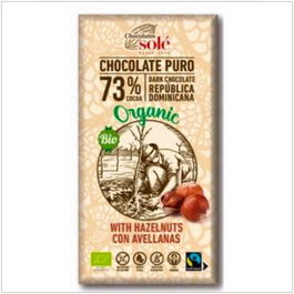 CHOCOLATES SOLE Chocolate Negro 73% con Avellanas 150g Ecológico Sin Gluten