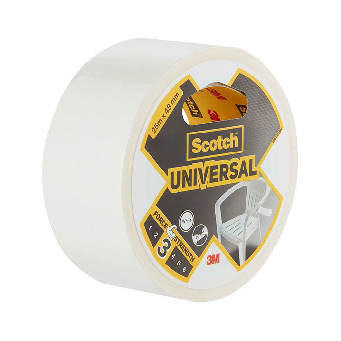 Scotch Cinta Americana Universal 3, Blanca, 48 mm x 25 m, Fuerza Adhesiva 3 Scotch Cinta Americana Universal 3, Blanca, 48 mm x 25 m, Fuerza Adhesiva 3