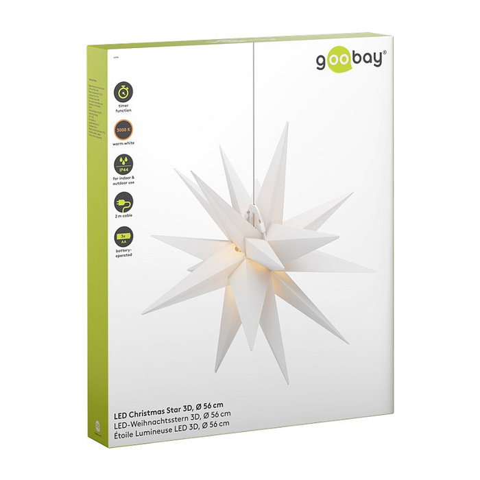 Goobay Estrella de Navidad 3D, blanco