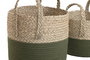 DKD Home Decor Set de 3 Cestas de Fibra y Algodón Verde y Natural 28x28x32 cm