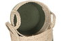 DKD Home Decor Set de 3 Cestas de Fibra y Algodón Verde y Natural 28x28x32 cm