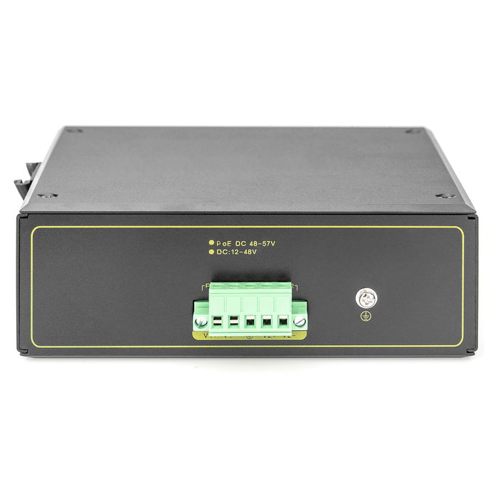 Digitus Conmutador PoE Industrial No Gestionado, 4 Puertos Gigabit Ethernet, 2 SFP Uplink, Montaje Carril DIN, 120W Presupuesto PoE, -40 a 75 grados C