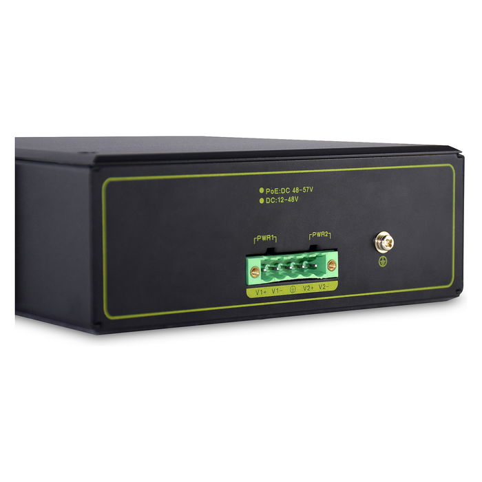 Digitus Conmutador PoE Industrial No Gestionado, 4 Puertos Gigabit Ethernet, 2 SFP Uplink, Montaje Carril DIN, 120W Presupuesto PoE, -40 a 75 grados C