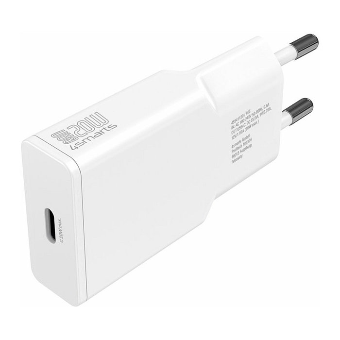 4smarts PDPlug Slim 20W GaN Cargador USB-C Carga Rápida Interior Blanco