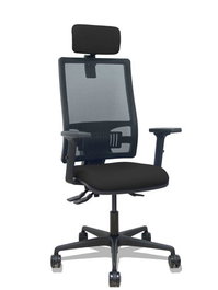 Piqueras y Crespo Silla de Oficina Bormate Asincro con Malla Negra, Asiento Bali Negro, Brazos 2D, Ruedas 65mm y Cabecero Regulable