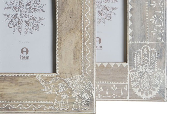 DKD Home Decor Marco de Fotos MDF 10x15 Floral Pintado a Mano Surtido de 2