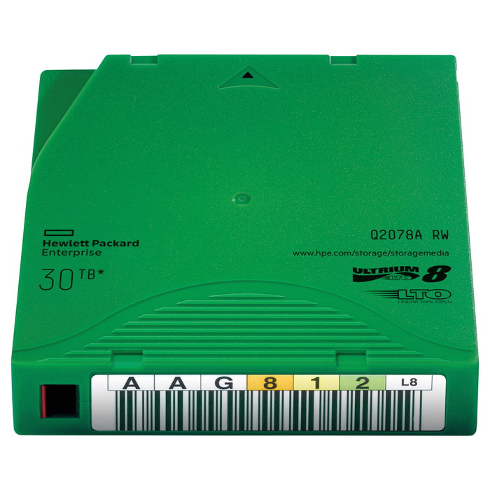 HPE Q2078A Cinta LTO-8 Ultrium 30 TB RW Data Cartridge, Capacidad de compresión 30 TB, 12 TB nativos, Velocidad 700 MB/s
