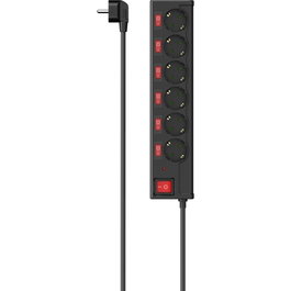 Hama Regleta múltiple de 6 tomas conmutables individualmente 223158 negro