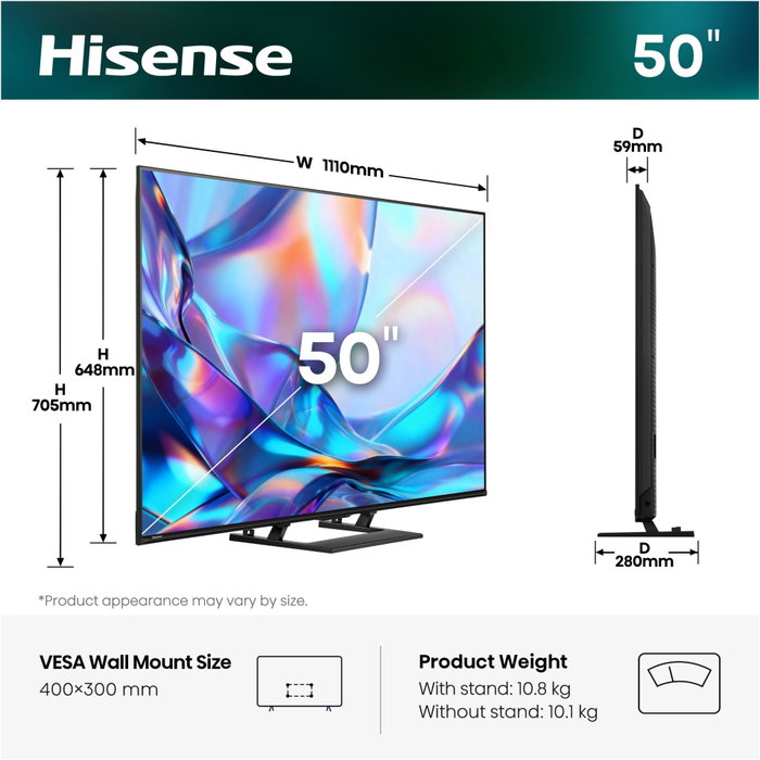 Hisense 50A7DS Hi-QLED Smart TV 50 pulgadas 4K