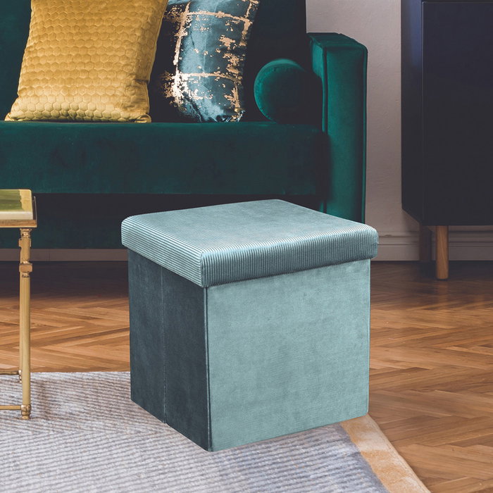 Home Deco Factory Caja-puf Plegable Giulia Azul Canard