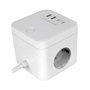 Mars Gaming MDCUBE35W Cargador Multienchufe Cubo con GaN 35W, 3 Enchufes SCHUKO + 4 Puertos USB (2 USB-C), Blanco, 1.8m Cable