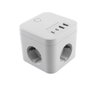 Mars Gaming MDCUBE35W Cargador Multienchufe Cubo con GaN 35W, 3 Enchufes SCHUKO + 4 Puertos USB (2 USB-C), Blanco, 1.8m Cable