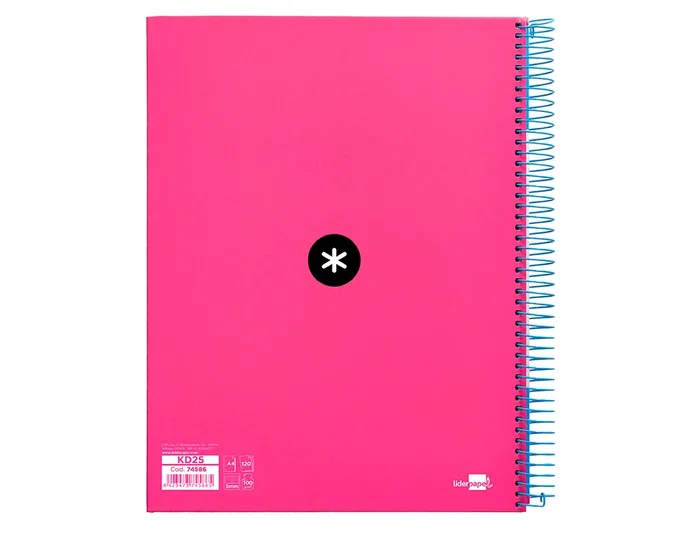 Antartik Cuaderno Espiral A4 Micro Tapa Forrada 120 Hojas 90gr Cuadro 5mm 4 Taladros Color Rosa