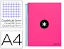 Antartik Cuaderno Espiral A4 Micro Tapa Forrada 120 Hojas 90gr Cuadro 5mm 4 Taladros Color Rosa