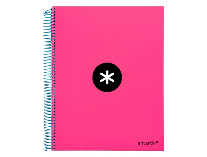 Antartik Cuaderno Espiral A4 Micro Tapa Forrada 120 Hojas 90gr Cuadro 5mm 4 Taladros Color Rosa