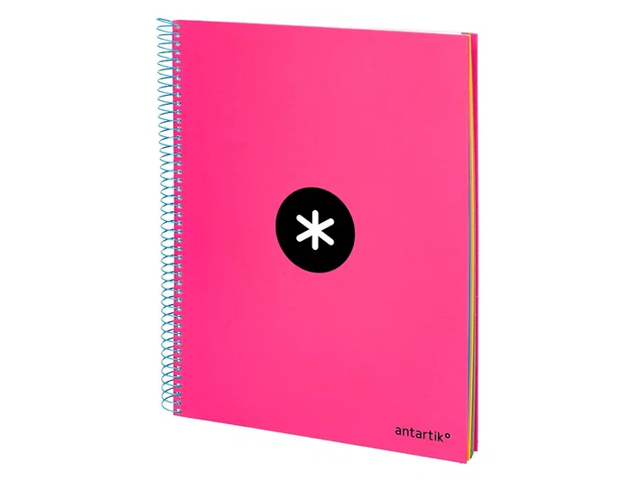 Antartik Cuaderno Espiral A4 Micro Tapa Forrada 120 Hojas 90gr Cuadro 5mm 4 Taladros Color Rosa