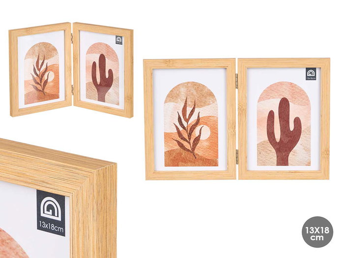 Giftdecor Portafoto Doble Efecto Bambú 13x18 cm en Madera (MDF) y Vidrio Marrón (Set de 12) Giftdecor Portafoto Doble Efecto Bambú 13x18 cm en Madera (MDF) y Vidrio Marrón (Set de 12)