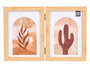Giftdecor Portafoto Doble Efecto Bambú 13x18 cm en Madera (MDF) y Vidrio Marrón (Set de 12)