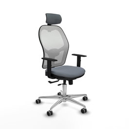 PIQUERAS Y CRESPO Silla de oficina Jorquera con mecanismo Sincro/Traslack, Gris y Blanco