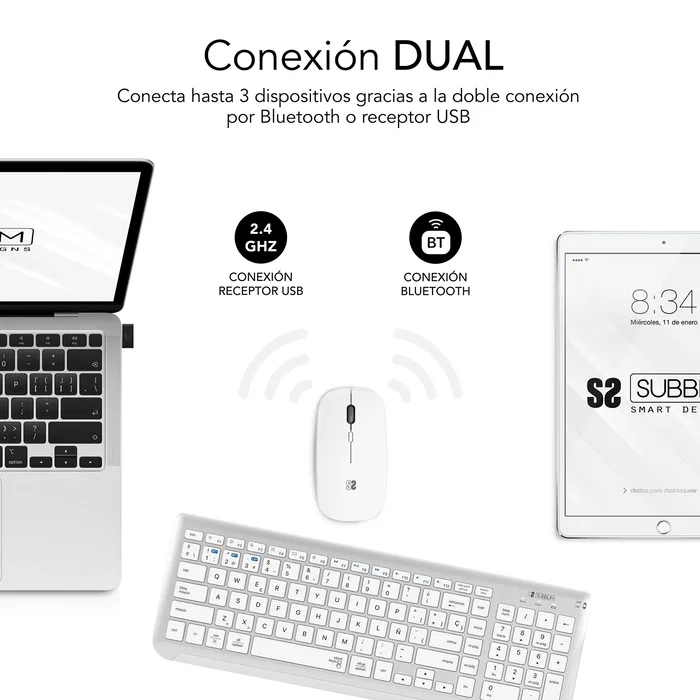 Subblim Combo Dual Prestige Extendido Plata/Blanco Subblim Combo Dual Prestige Extendido Plata/Blanco