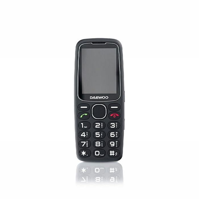 Daewoo Senior Teléfono Móvil con Pantalla 2.4", Base de Carga, Cámara, Radio FM, Botón SOS, Linterna, Negro