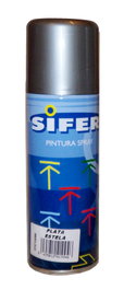 SIFER Pintura Spray Esmalte Acrílico Brillante Plata Estela 200ml
