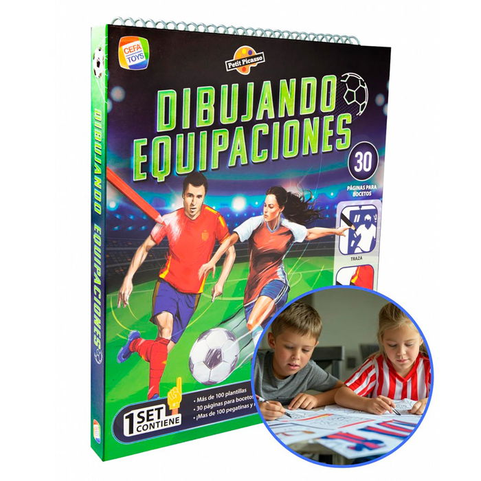 CEFA Dibujando Equipaciones Petit Picasso 00569 Set de Diseño de Equipaciones de Fútbol con Pinturas y Pegatinas