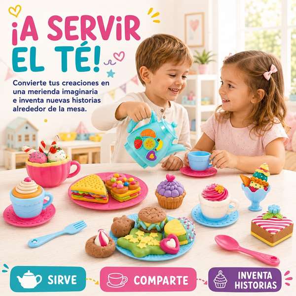 Jugatoys - pequeñ@sartistas Juego de plastilina Hora del té, 36 piezas