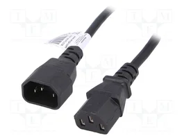AKYGA Cable de Alimentación H03VV-F 3x0,75mm2 IEC C13 hembra a IEC C14 macho 3m