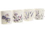 DKD Home Decor Juego de Tazas de Porcelana Lavanda 400ml, Malva y Blanco, Pack de 12