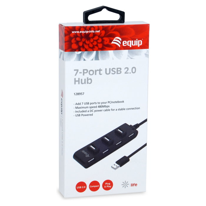 Equip Hub USB 2.0 de 7 Puertos Negro
