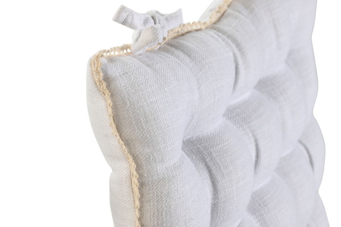 DKD Home Decor Cojín Silla Lino Blanco Roto 42x42x6 cm DKD Home Decor Cojín Silla Lino Blanco Roto 42x42x6 cm