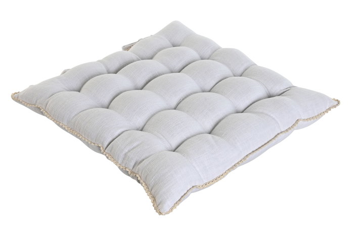 DKD Home Decor Cojín Silla Lino Blanco Roto 42x42x6 cm DKD Home Decor Cojín Silla Lino Blanco Roto 42x42x6 cm